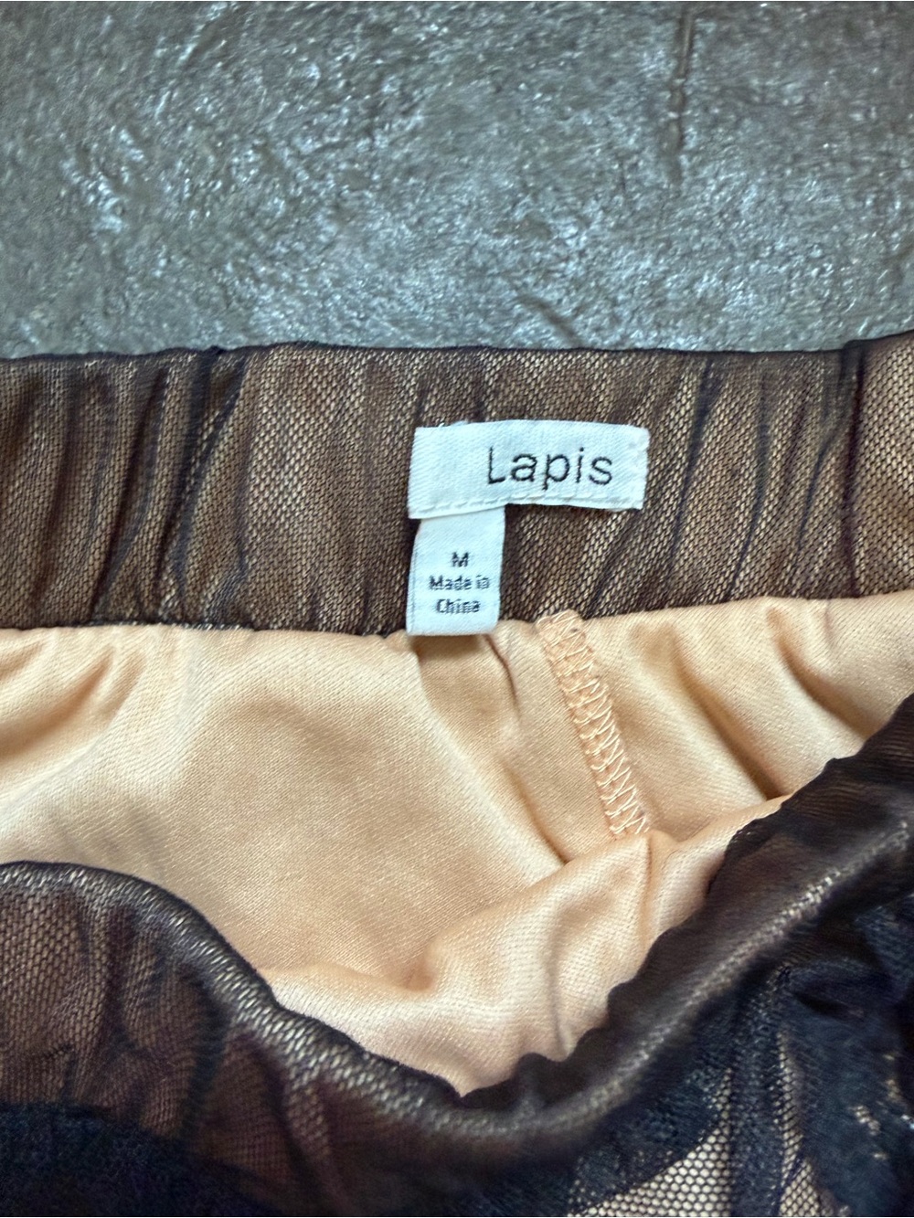 Lapis Black Lace Overlay A-Line Skirt with Nude Underlayer - Picture 6 of 6